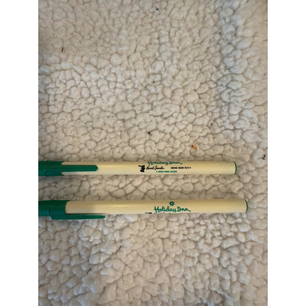 Vintage Holiday Inn French‎ Quarter New Orleans Advertising Pens Set of 2 Green